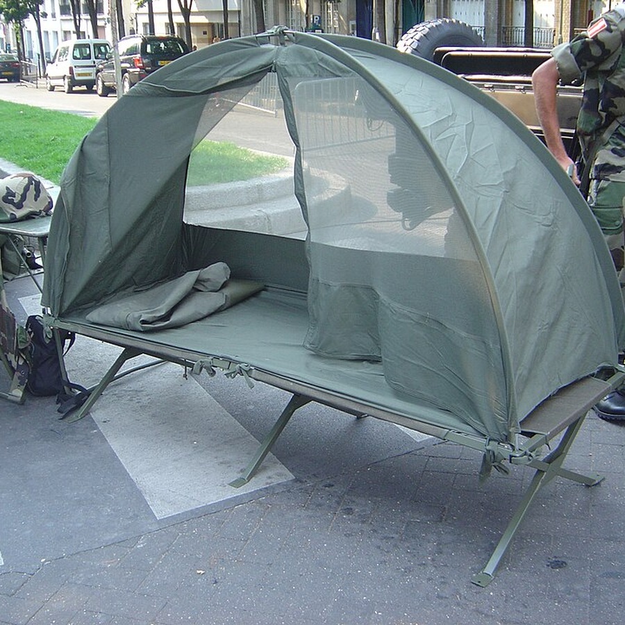 Representative photograph of this type of equipment; not the exact Camping Cot / Folding Camp Bed
